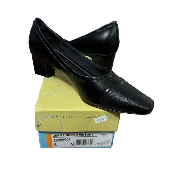 Life Stride Jermaine Black Victory Chunky Heels Women’s Size US 8 N - Picture 1 of 10